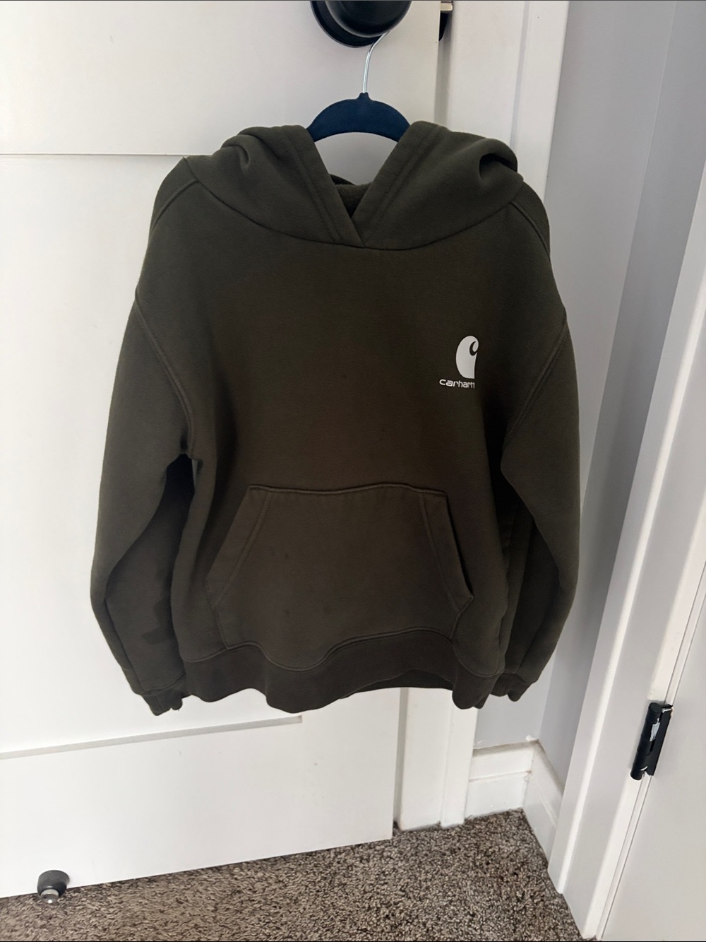 Carhartt Kids Olive Hooded Pullover Sweatshirt with Pocket